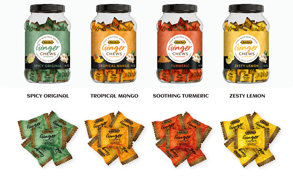 Bali's Best Ginger Chews Zesty Lemon Flavor (1lb Jar) 100 Real Ginger & Natural