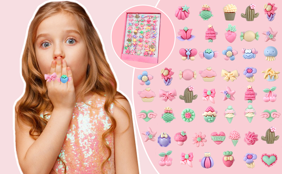 Amazon | [Ynanimery] 指輪 おもちゃ 女の子 セット リング 50点