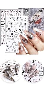 Black Flower Rose Nail Stickers