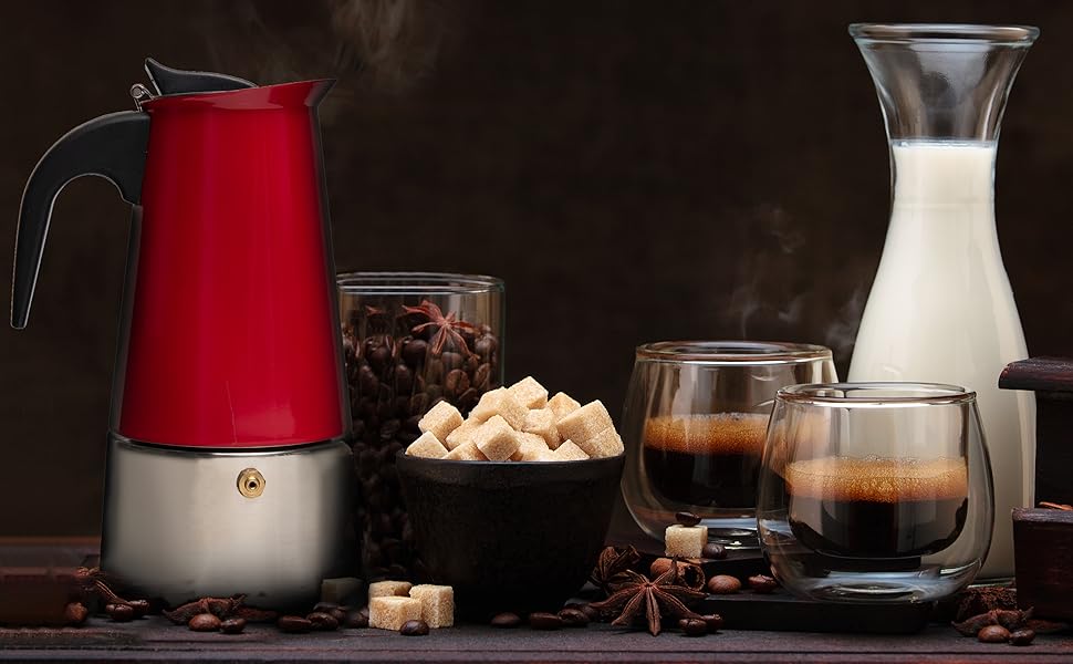 Mixpresso 6 Cup Greca Stovetop Espresso Maker 10oz, Moka