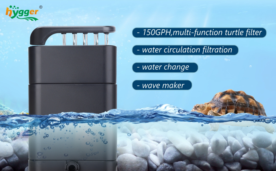 hygger 150GPH Turtle Filter with 2 Sponges & Bio Ball, 3