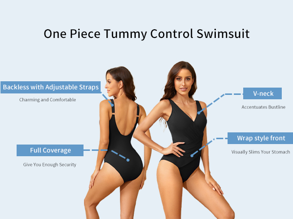 Aqua Eve Women One Piece Tummy Control Swimsuit Slimming