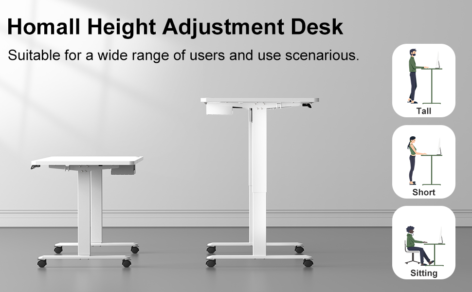 Homall 180x80 cm Height Adjustable Electric Standing Desk with USB Charging, Sit Stand Desk with