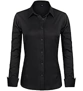 J.Ver Womens Dress Shirts Long Sleeve Button Down Shirts Wrinkle-Free Solid Work Blouse