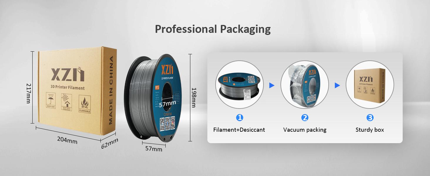PETG Filament 1.75mm 3D Printer Filament 1Kg(2.2lbs) 3D Printing Filament, Strong Toughness & High Precision +/- 0.02mm, No Tangle No Clog No Bubble, Fits for Most 3D Printers, PETG Silver 15 PETG Filament