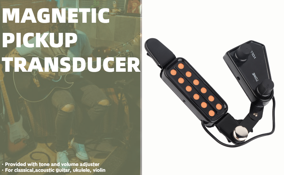 12 Sound Hole Pickup Transducer with Volume Tone