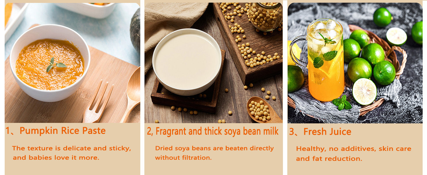 Pumpkin Rice Paste,Fragrant and thick soya bean milk,Fresh Juice.