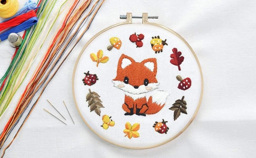 Louise Maelys Fox Embroidery Kits DIY Full Range Easy Needlepoint Kit
