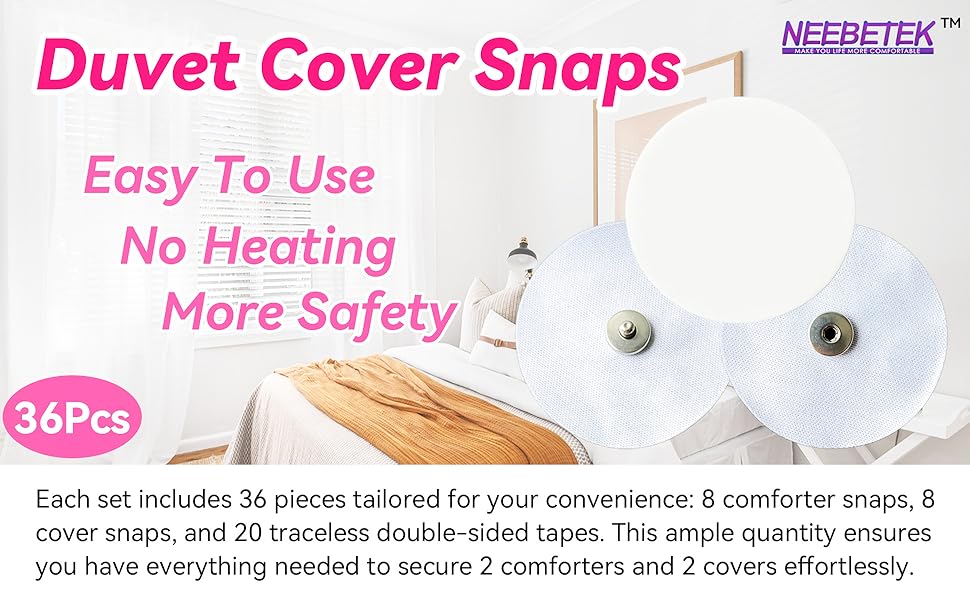 36Pcs Duvet Cover Clips,Metal Snaps to Hold Comforter