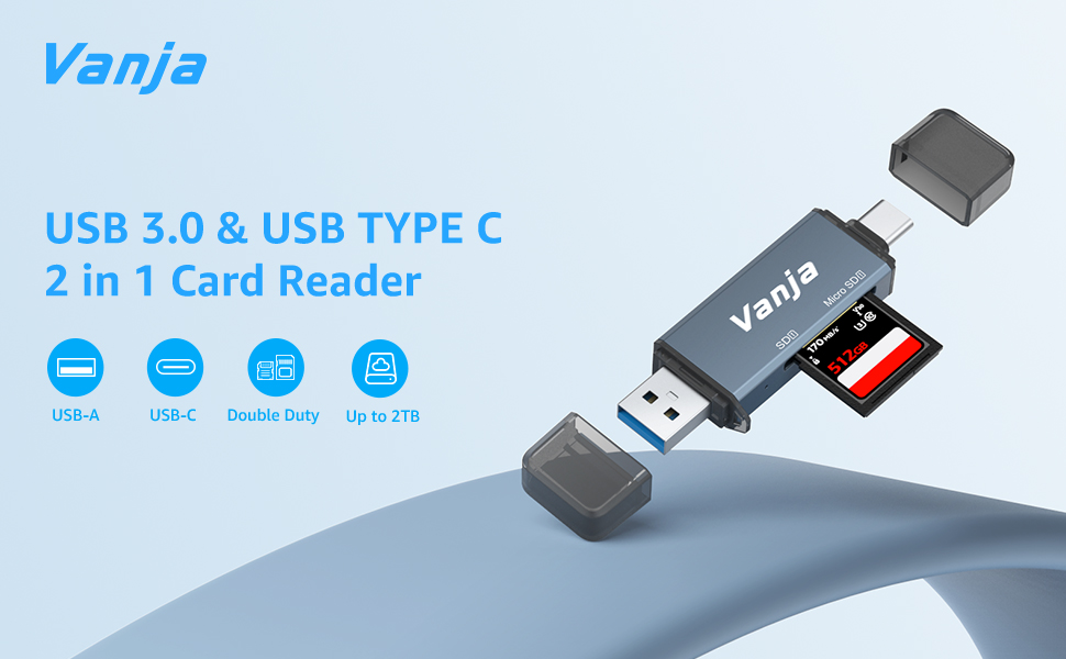 SD Card Reader, Vanja Dual Connector USB C USB 3.0 Memory