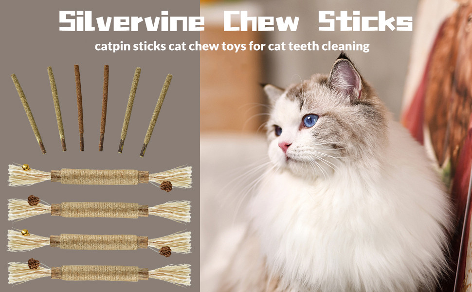 Cat Chew Sticks, Cat Catnip Sticks, 10 Pcs Chew Toys for Cat Teeth