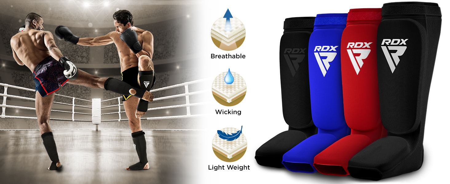 RDX Shin Guards Kickboxing Muay Thai, SATRA Approved, MMA Leg Instep