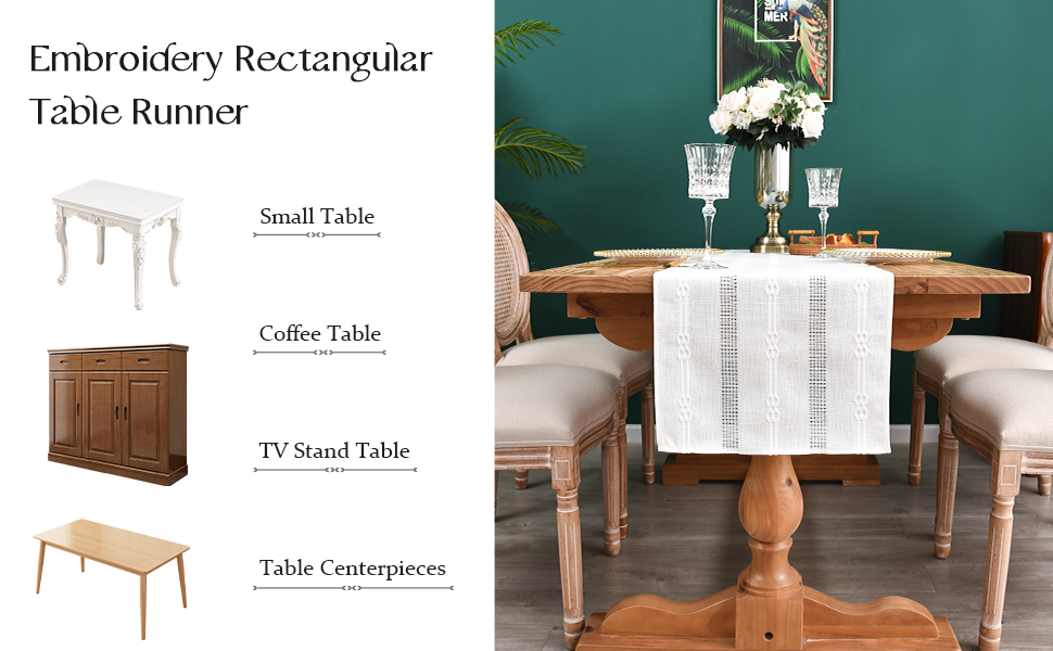 Farmhouse Braided Striped Linen Table Runner Rustic Hollow Woven