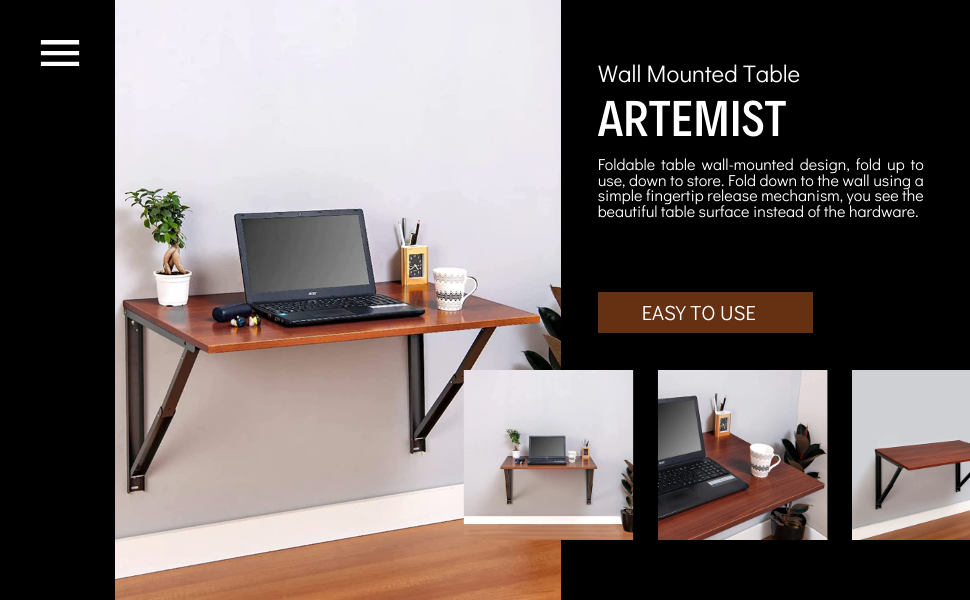 ARTEMIST Wall Mounted Folding Table for Home Office, Laundry Room, Wall