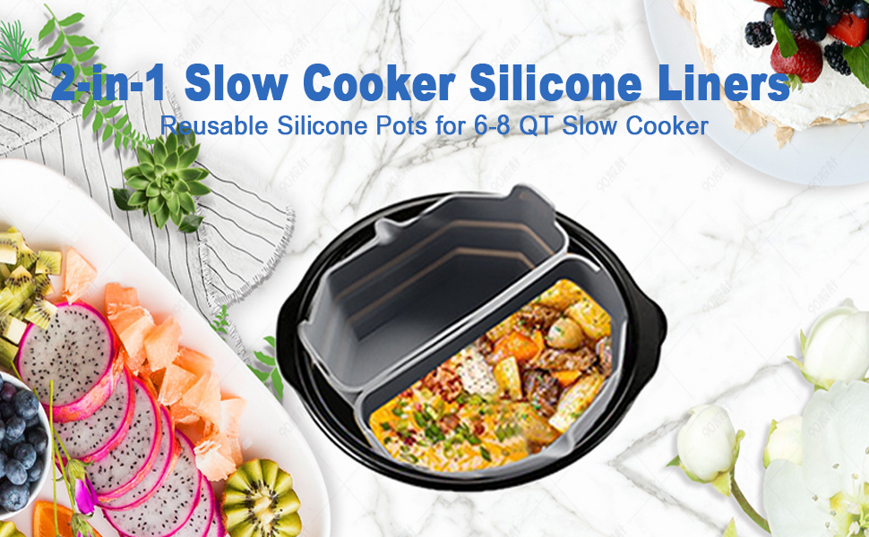 Silicone Slow Cooker Liner, VENZELL Reusable Silicone Crock