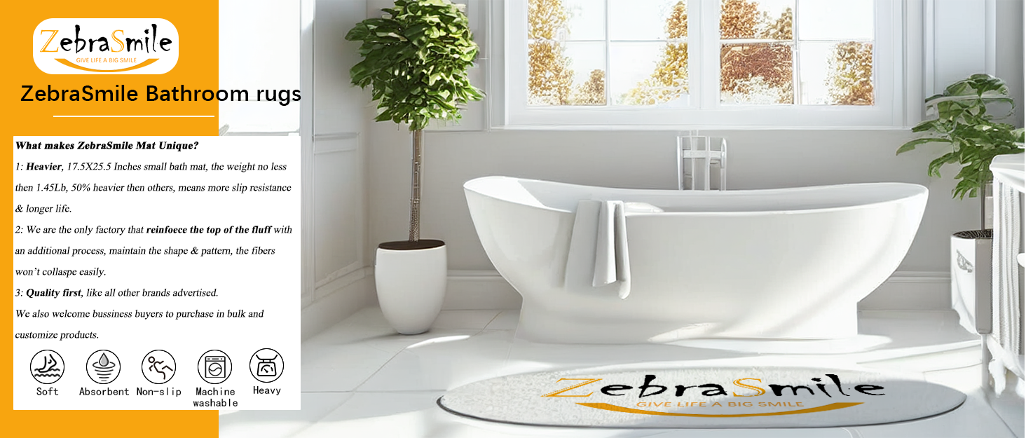 ZebraSmile Bathroom Rugs Small Bath Mat, Super Soft