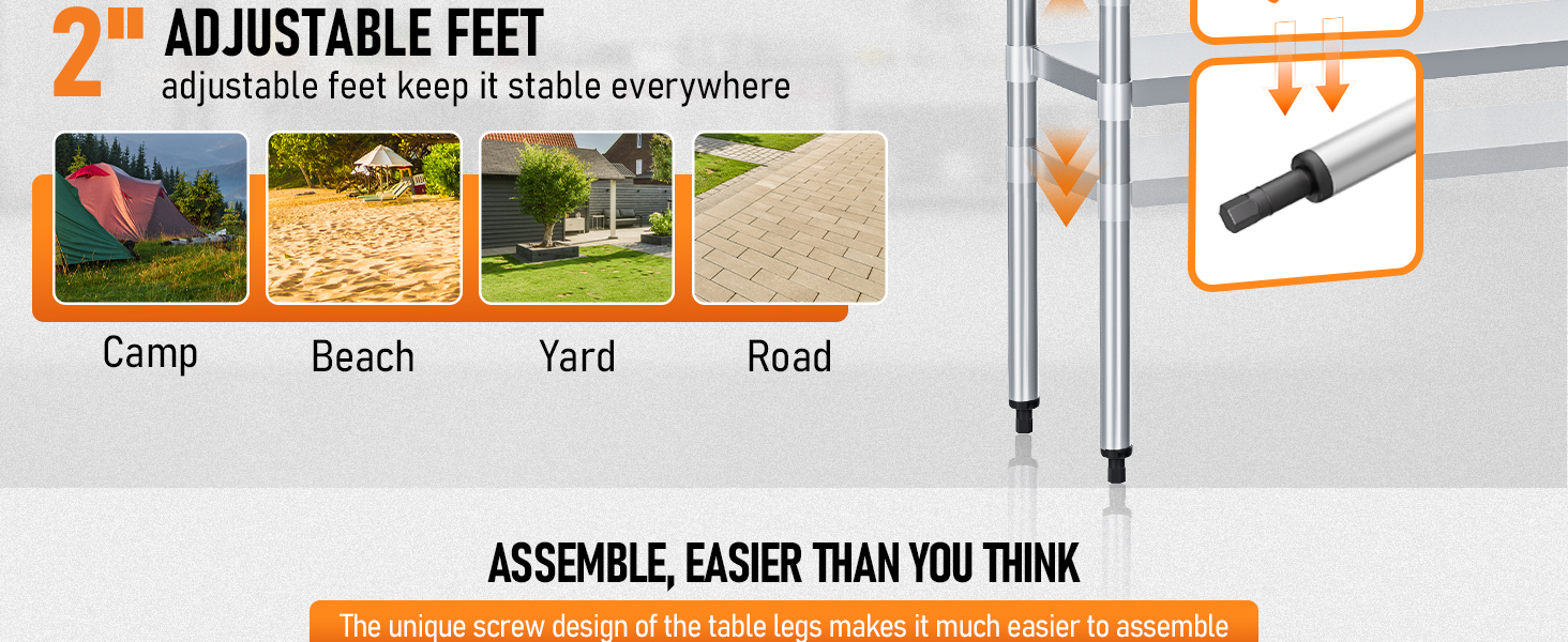 HOCCOT Stainless Steel Table for Prep & Work 14" X 60