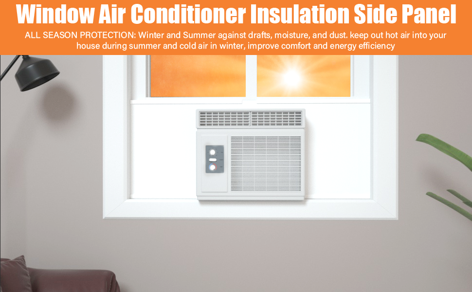Window Air Conditioner, Side Insulated Foam Panel KT002WHITE, Summer/Winter Heat and