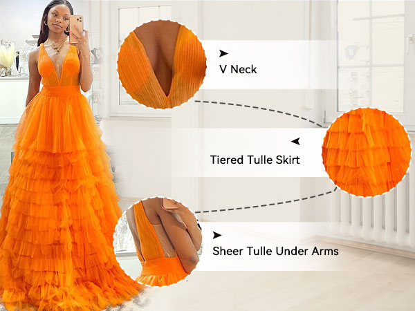 Huaxiafan Petite Prom Dresses for Teens Double V Neck