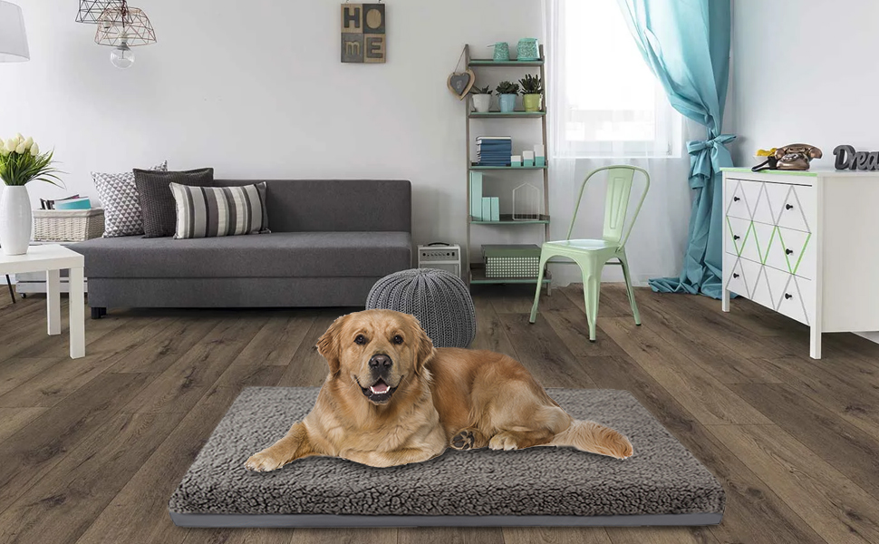 Dog Bed Cover,Replacement Soft Plush Outer Cover for For Small/Medium/Large/XL Dog's Beds,Waterproof Washable Dog Crate Cushion,Pets Mattress Protector Cover(Cover Only) (L:44x32x6 inch) 9 dog bed cover