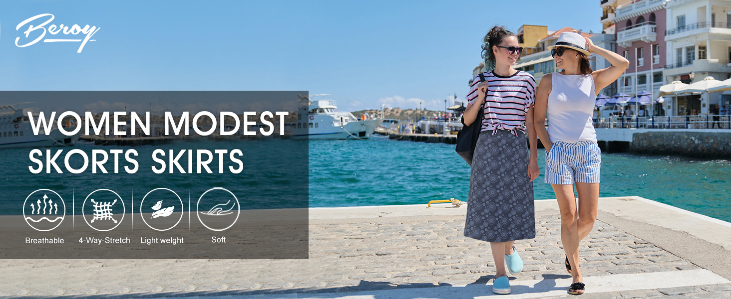 Women's Midi Length Skorts Skirts with Pockets Modest Skirts 28" Long Knee Length Athletic Skorts