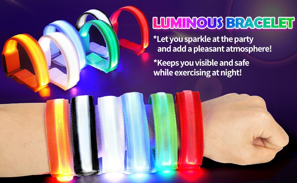 bracelet wrist armband band belt walk safety run party blinking knuckle reflectors wearable slap toy