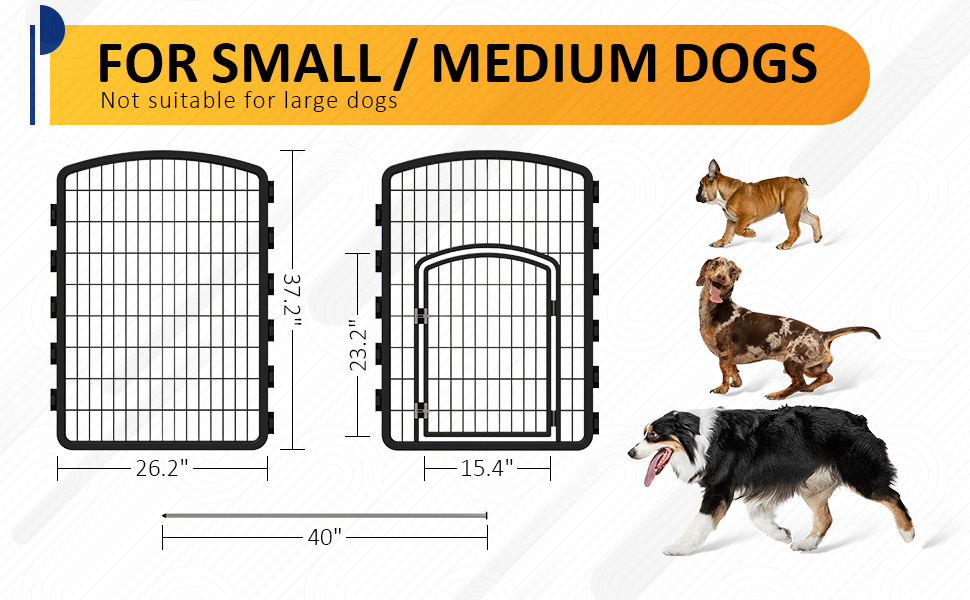 HOUGEET Dog Playpen, 8 Panels 37" Height Portable Foldable