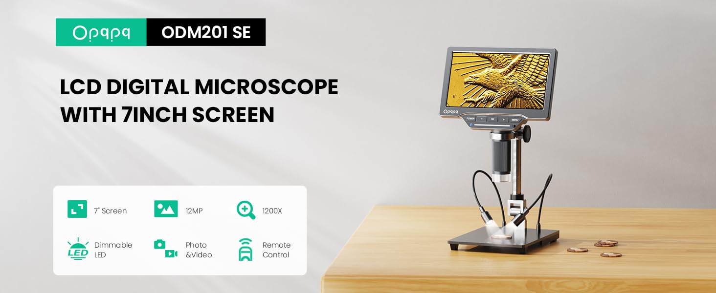 Opqpq 7" LCD Digital Micrscope, Coin Microscope for Error Coins, Coin Magnifier
