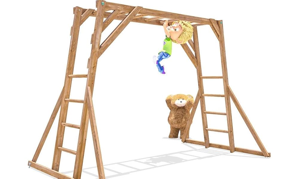 Dunster House Kids Monkey Bars Pressure Treated Childrens Wooden