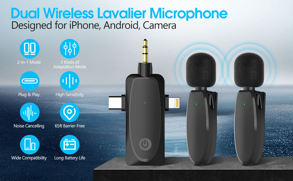 LUMCAI Wireless Lavalier Lapel Microphone for iPhone