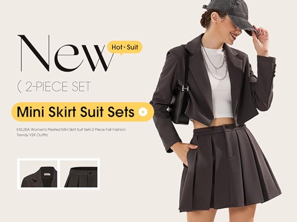Amazon.com: EXLURA Women's Long Sleeve Blazer Suit Sets with