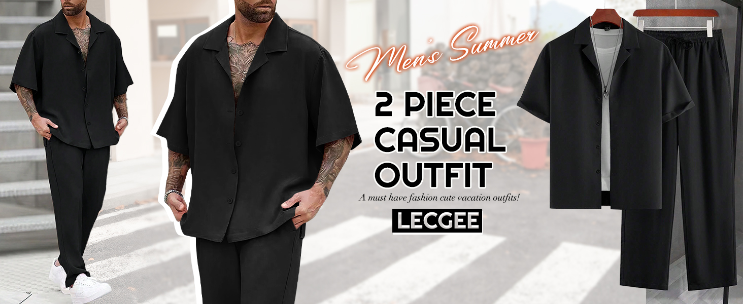 mens casual pant set