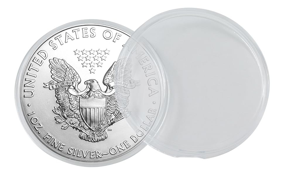 Houseables Silver Dollar Coin Holders, Coins Protectors, Eagle Capsules