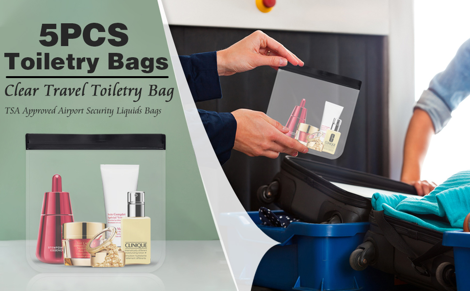 5pcs Clear Travel Toiletries Bag