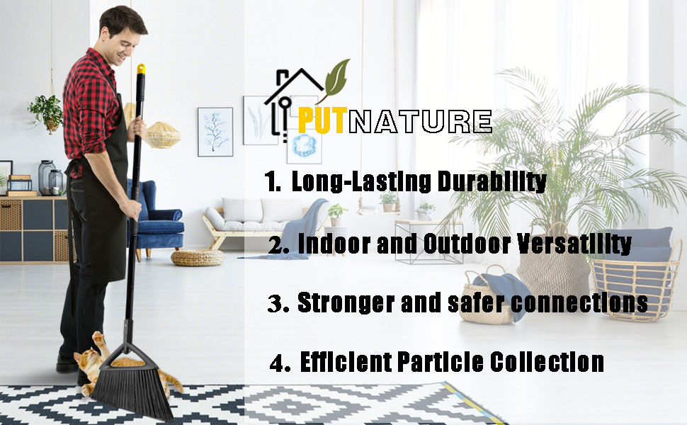 PUTNATRUE Heavy Duty Broom Upgraded Angle Broom Heavy
