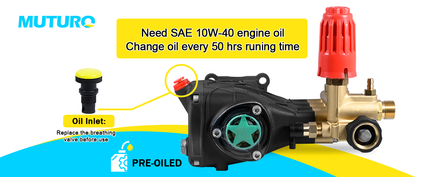 MUTURQ Horizontal Triplex Pressure Washer Pump 3/4" Shaft