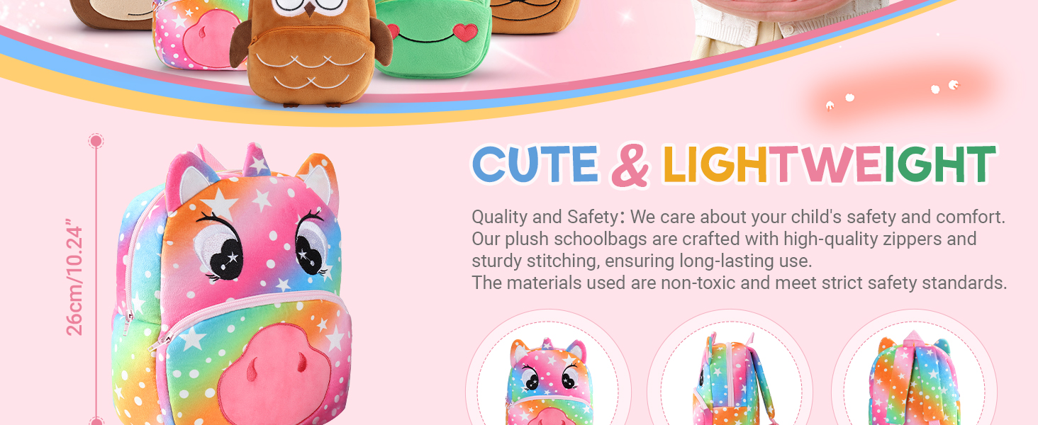 lightweight animal schoolbag chart 