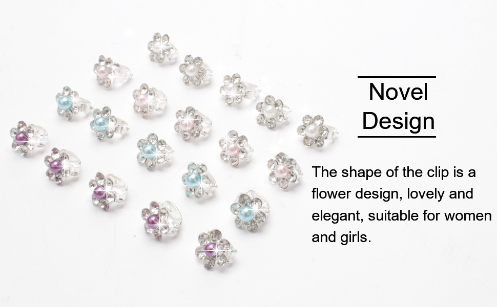 YISSION 20Pcs Mini Rhinestone Flower Hair Clips Cute
