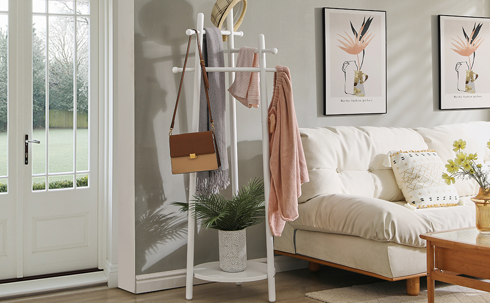 Aibiju Coat Rack with Unique Design, White Coat Stand with