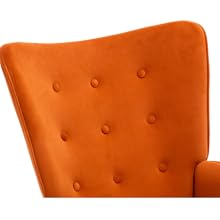 Velvet Rocking Chair Wingback Armchair For Living Room, Orange 16 3