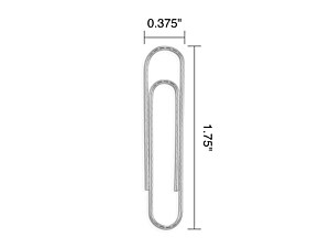 closeup of single paperclip with dimensions