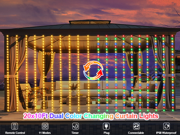 Amazon.com: ZAIYW Curtain Lights 600 LED 20Ftx10Ft, Dual