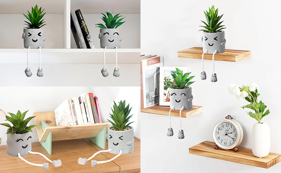 Funvalley Surperfect 2 Pack Cute Artificial Potted Plant Fake Plants