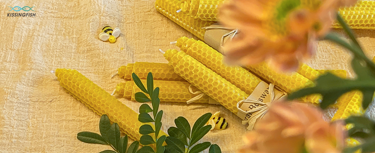 Natural Beeswax Candles Tapers Handrolled Bees Wax Candles for Home Decor