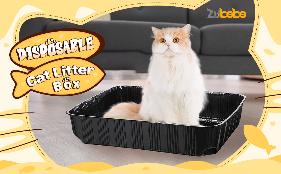 Zubebe 50 Pack Disposable Cat Litter Box for Cats, Large Disposable Kitty Litter