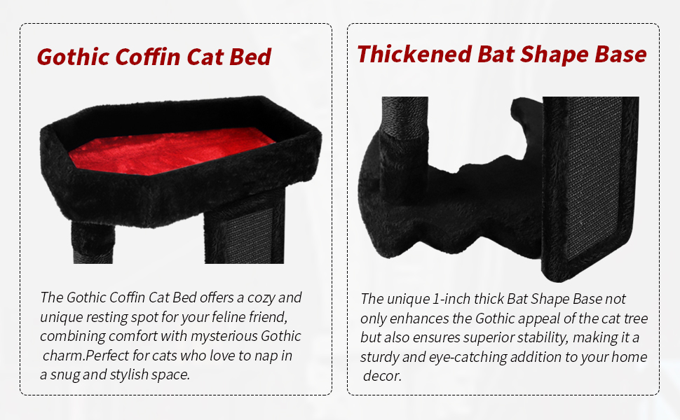 PuzzlePaw Gothic Cat Tree with Black Cat Scratching Post