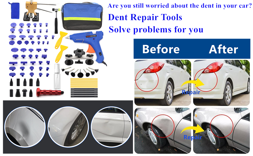 85PCS Auto Dent Repair Kit,Paintless Dent Removal, Car Dent Repair Puller Eastwood Dent Removal