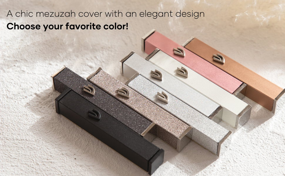 SURI Sparkling Gray Modern Mezuzah Case, Self Stick Mezuzah