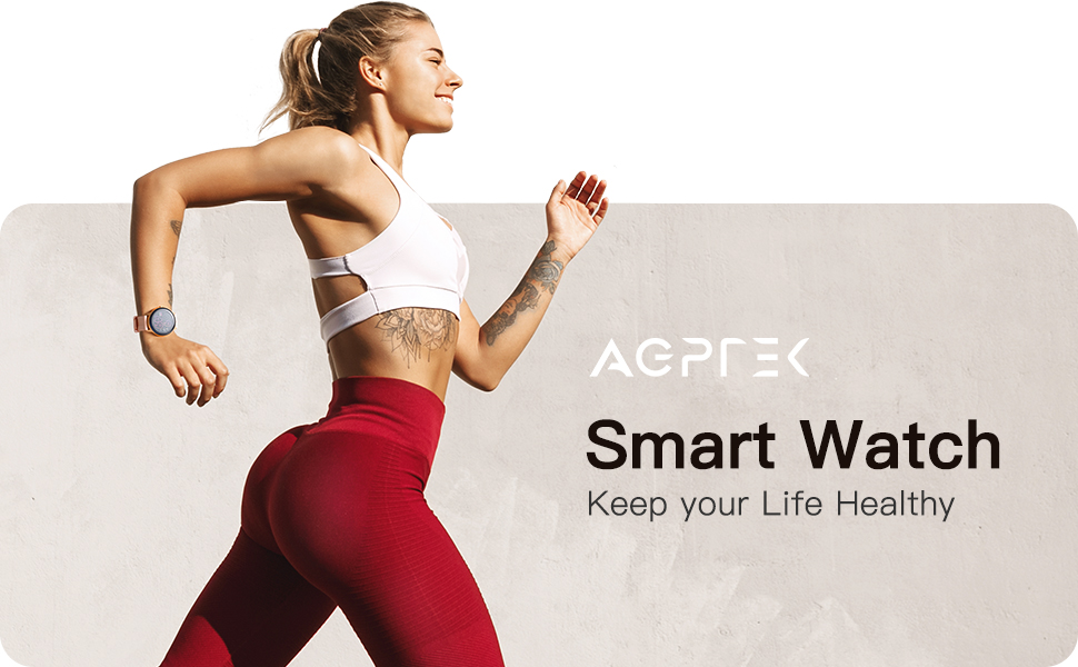 Smart Watches for Women, AGPTEK 5ATM Waterproof Smartwatch for iPhone Android Phones, Fitness