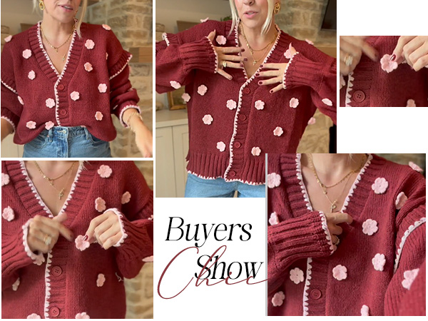 Amazon.com: EZAPINE Womens Floral Cardigan Sweater Chunky